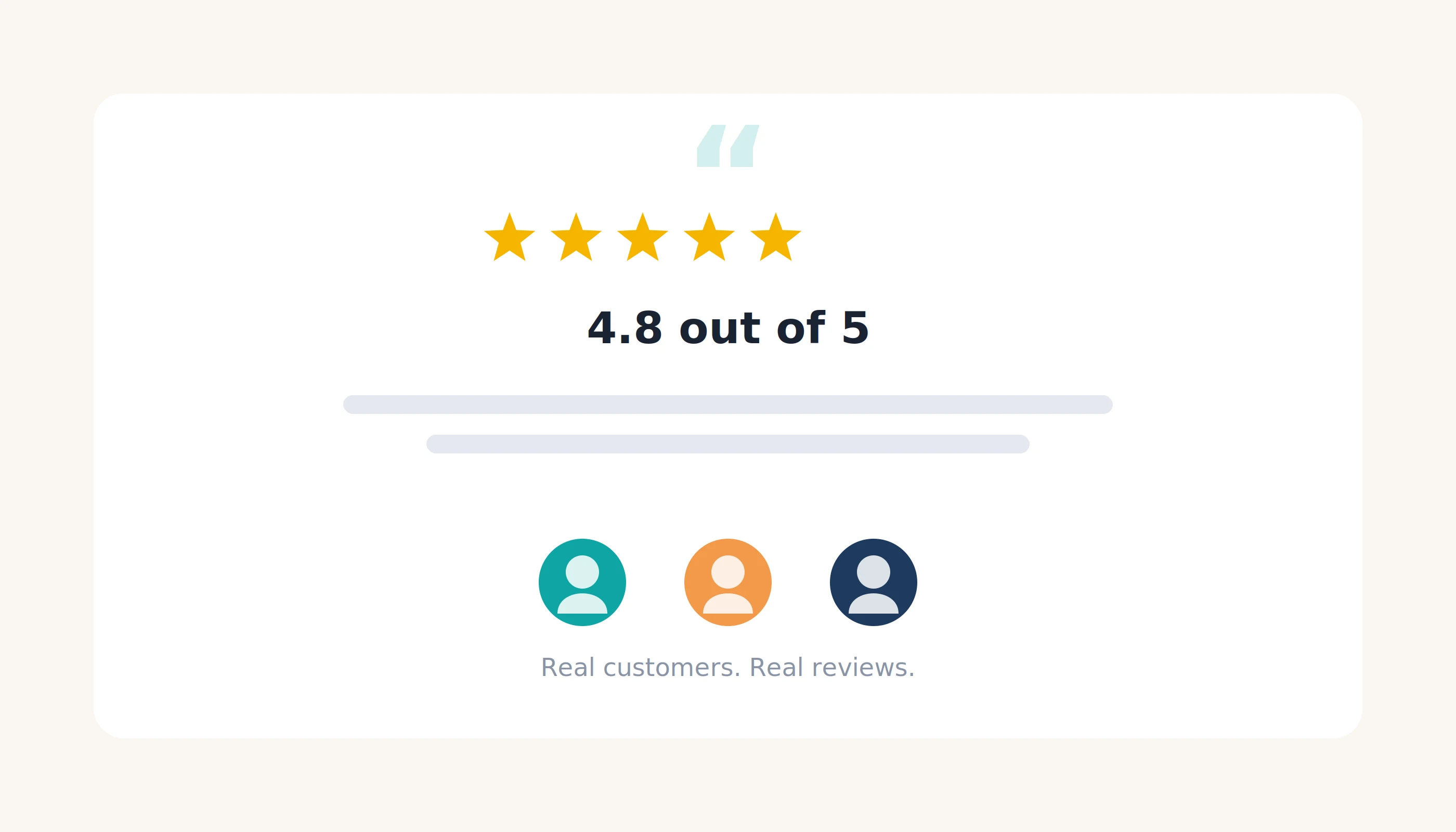 A 4.8-star rating with three customer avatars representing real reviews from local customers